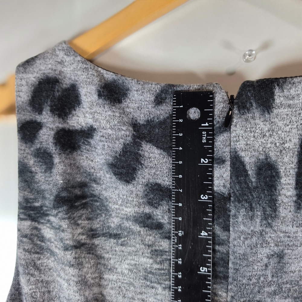 Rabbit Rabbit Rabbit Designs Grey Animal Print Ruched Sheath Dress‎ Womens 10 - Picture 3 of 8